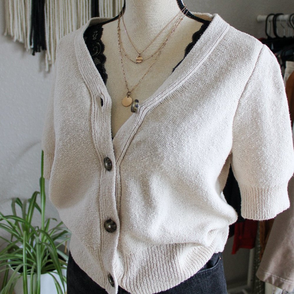 NWT Madewell Short Sleeve Knit Button Up Sweater